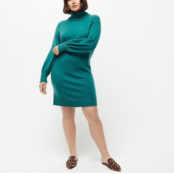 J.Crew Turtleneck Sweater-Dress in Supersoft Yarn Alpaca Wool Green Size Small - Picture 1 of 7